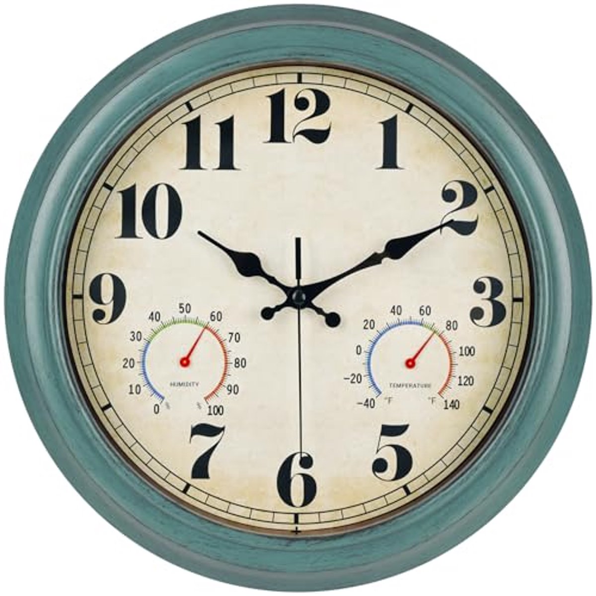 Buitenklok met Thermometer en Hygrometer - 33 cm Waterdicht en Stil - Grote Cijfers voor Gemakkelijke Lezing - Ideaal voor Slaapkamer, Kantoor, Woonkamer, Terras, Tuin, Zwembad