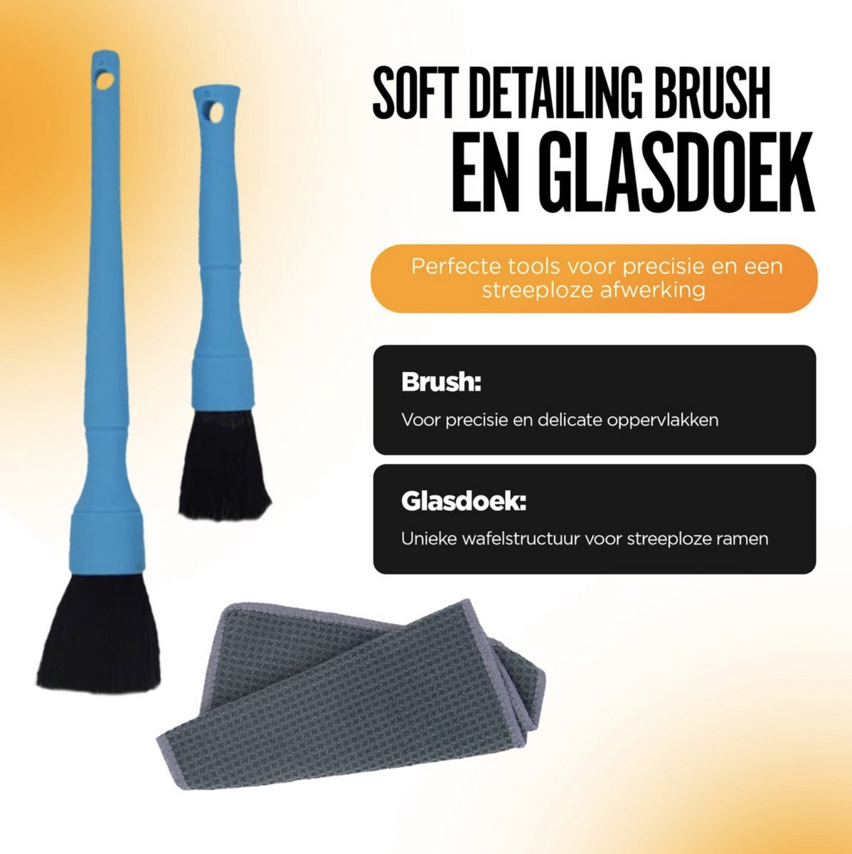 Car Care HPP Interieur Reinigingspakket - Interieurreiniger voor Auto - Auto was set - Autowassen - Auto Detailen - Autoschoonmaakmiddel - Glas reiniger - Microvezel droogdoek - detail set van 2 brushes Autoschoonmaakmiddel – foto 4