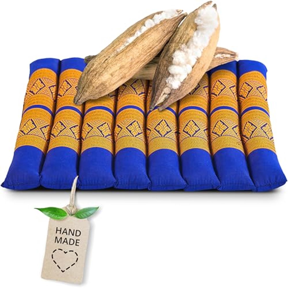 Zitkussen stoelsteun 35x35cm - Gewatteerd meditatiekussen voor indoor en outdoor - Yogakussen en stoelsteun voor palletmeubels (Blauw/Geel)