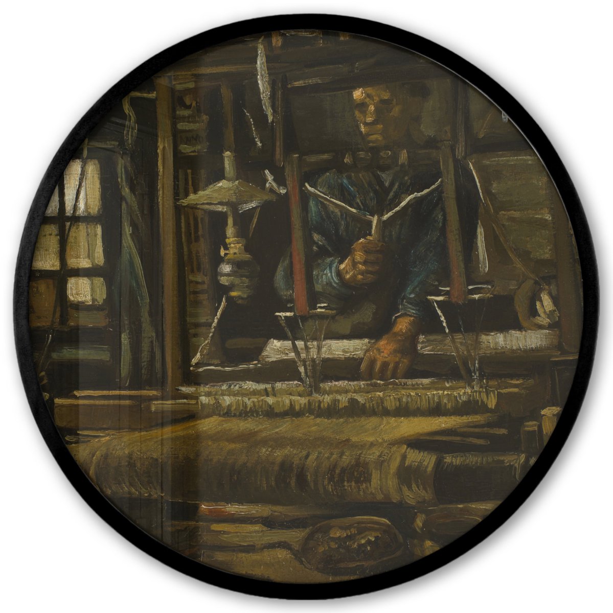 FrameYourWall Poster in lijst Rond - Fotolijst 40x40 cm - Posters - De wever - Vincent van Gogh - Ronde posterlijst zwart - Decoratie - Wanddecoratie woonkamer - Muurdecoratie slaapkamer Multicolor