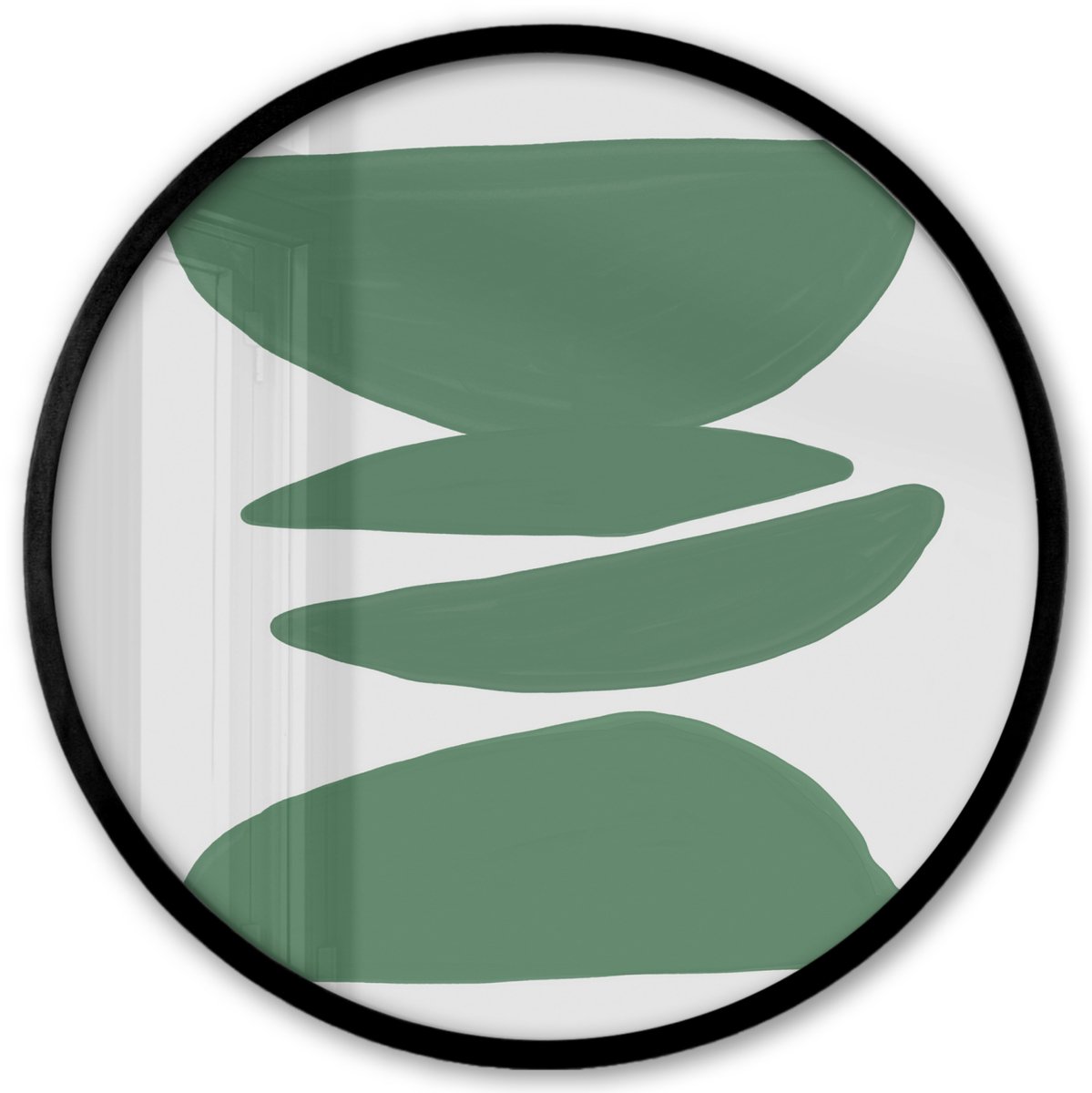 FrameYourWall Poster in lijst Rond - Fotolijst 40x40 cm - Posters - Abstract - Groen - Vormen - Modern - Ronde posterlijst zwart - Decoratie - Wanddecoratie woonkamer - Muurdecoratie slaapkamer