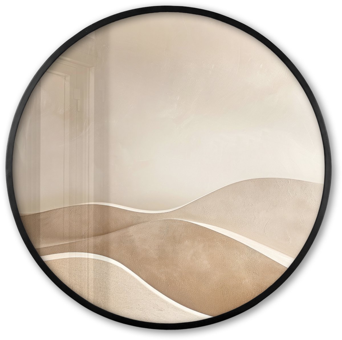 FrameYourWall Poster in lijst Rond - Fotolijst 80x80 cm - Posters - Beige - Natuur - Abstract - Modern - Ronde posterlijst zwart - Decoratie - Wanddecoratie woonkamer - Muurdecoratie slaapkamer
