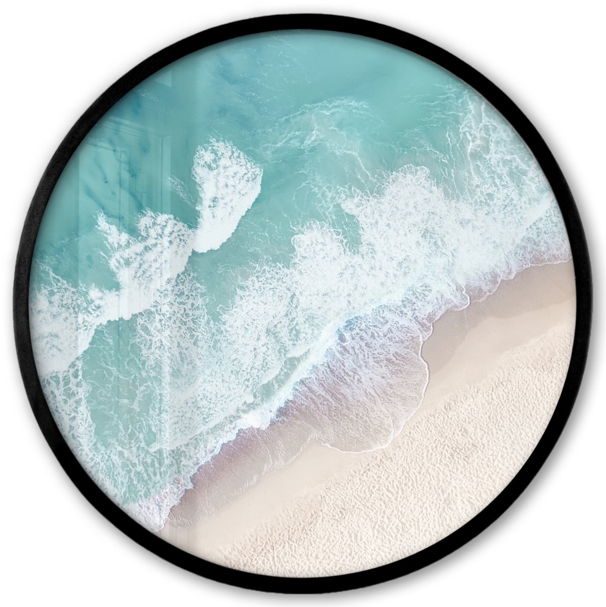 FrameYourWall Poster in lijst Rond - Fotolijst 40x40 cm - Posters - Strand - Zee - Natuur - Zomer - Ronde posterlijst zwart - Decoratie - Wanddecoratie woonkamer - Muurdecoratie slaapkamer
