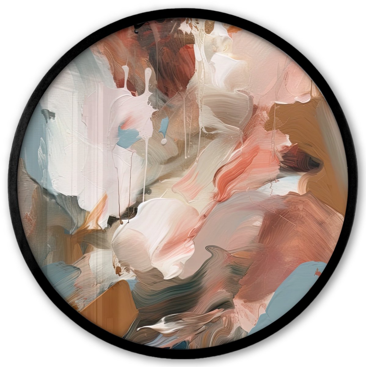 FrameYourWall Poster in lijst Rond - Fotolijst 40x40 cm - Posters - Verf - Kleuren - Abstract - Kunst - Ronde posterlijst zwart - Decoratie - Wanddecoratie woonkamer - Muurdecoratie slaapkamer