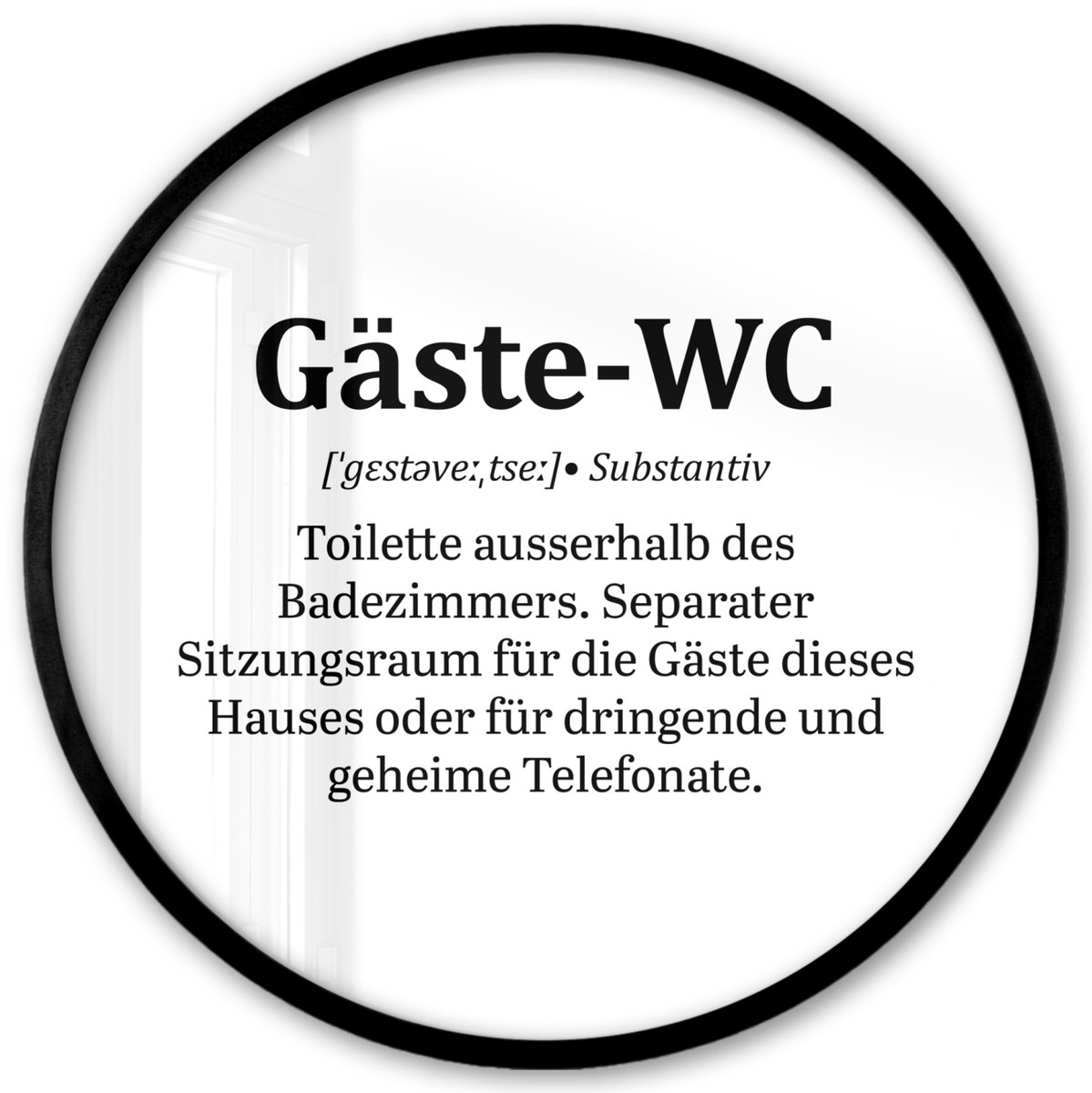 FrameYourWall Poster in lijst Rond - Fotolijst 40x40 cm - Posters - Quote - Definitie - Gäste-wc - Wit - Ronde posterlijst zwart - Decoratie - Wanddecoratie woonkamer - Muurdecoratie slaapkamer Multicolor