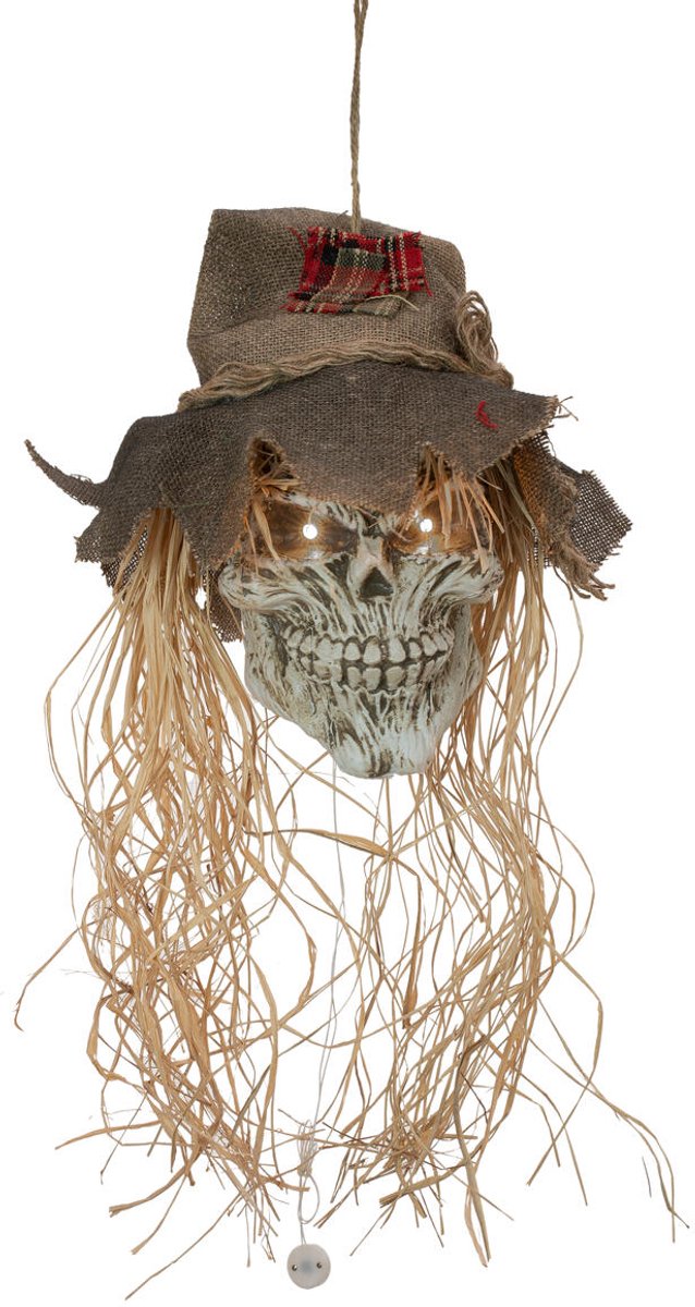 EUROPALMS Halloween Vogelverschrikker Schedel 70cm licht en geluid