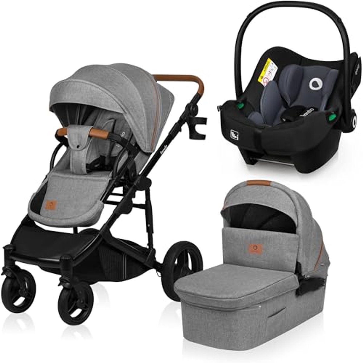 Image of 3-in-1 Combi Kinderwagen tot 22 kg met Draagbak en Autostoel - Geschikt voor Onverharde Wegen