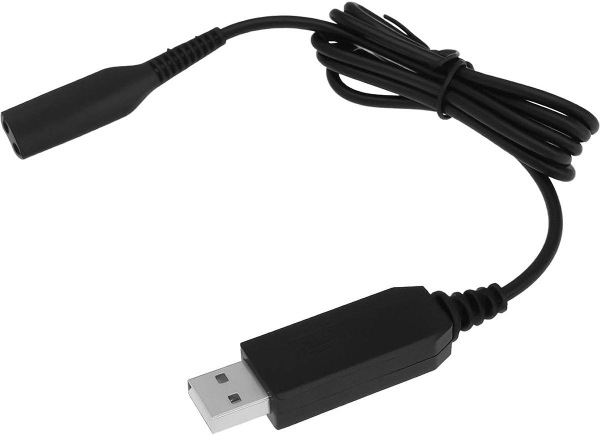 2Pcs Shaving Razor USB Charging Cable Razor 6V Charger Cable Compatible with Braun 3080 5514 5515 MGK3040 3060 100cm Black