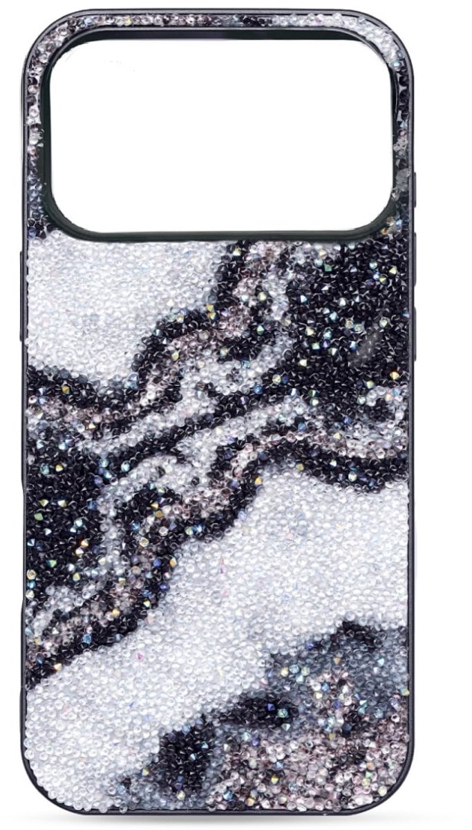Casemania - Backcover - iPhone 17 Pro Max - Marmer Glitter - Zwart Grijs
