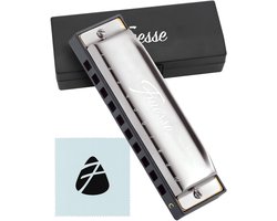 Finesse Mondharmonica - C Majeur - met Case - voor Volwassenen & Kinderen - Zilver