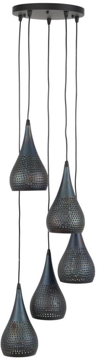 Giga Meubel Hanglamp Punch Getrapt - Zwart Metaal - 5-Lichts - 35x35x150cm