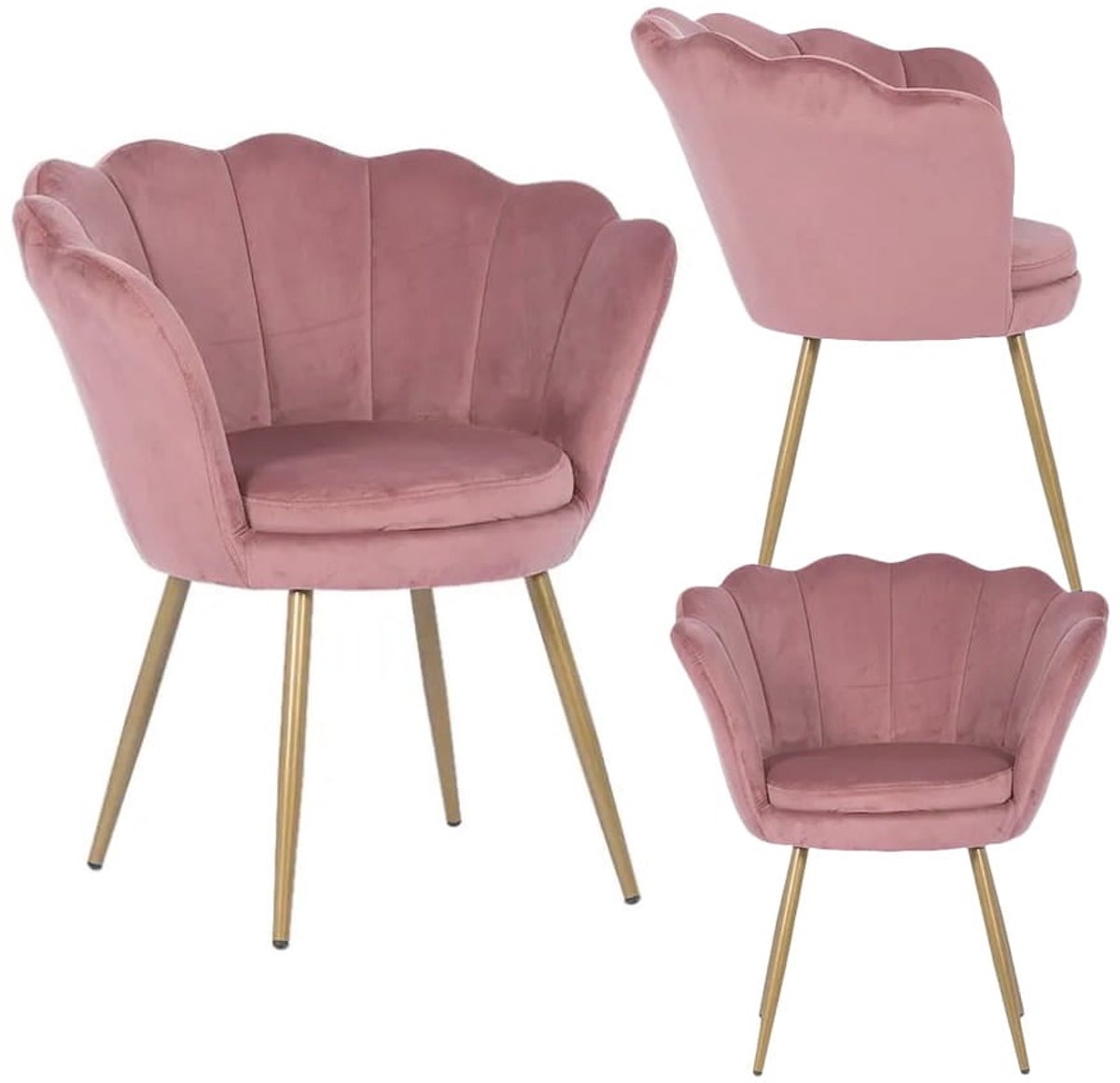 Viking Choice Schelpstoel - velvet - comfortabel - roze, goud