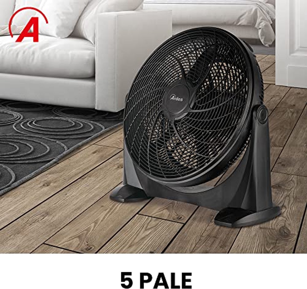 Vloerventilator met 5 Vleugels en 3 Snelheden - Stil, Handmatig en Verstelbaar
