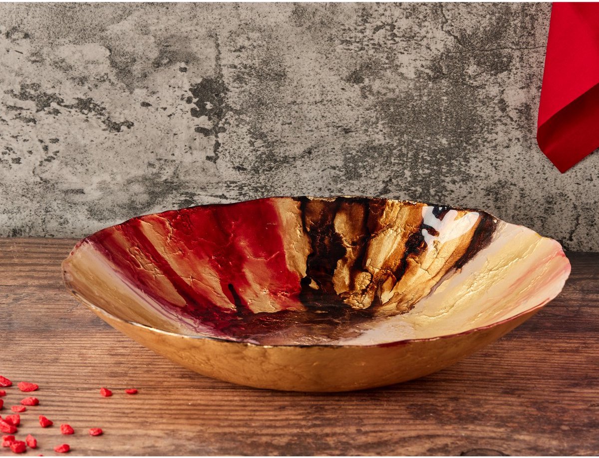 Anton Studio Design Abstrace Rode decoratieve schaal 40 cm