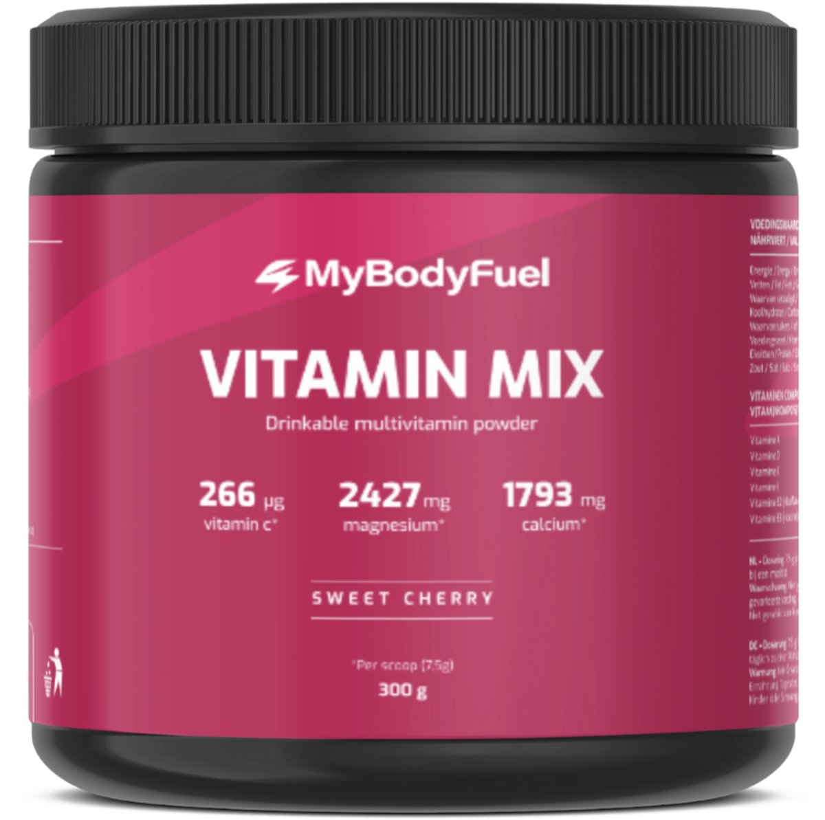 MyBodyFuel - Multivitamine Poeder - Sweet Cherry - Vitamine Mix met Magnesium, Vitamine C, Vitamine D & B12 - 300 g