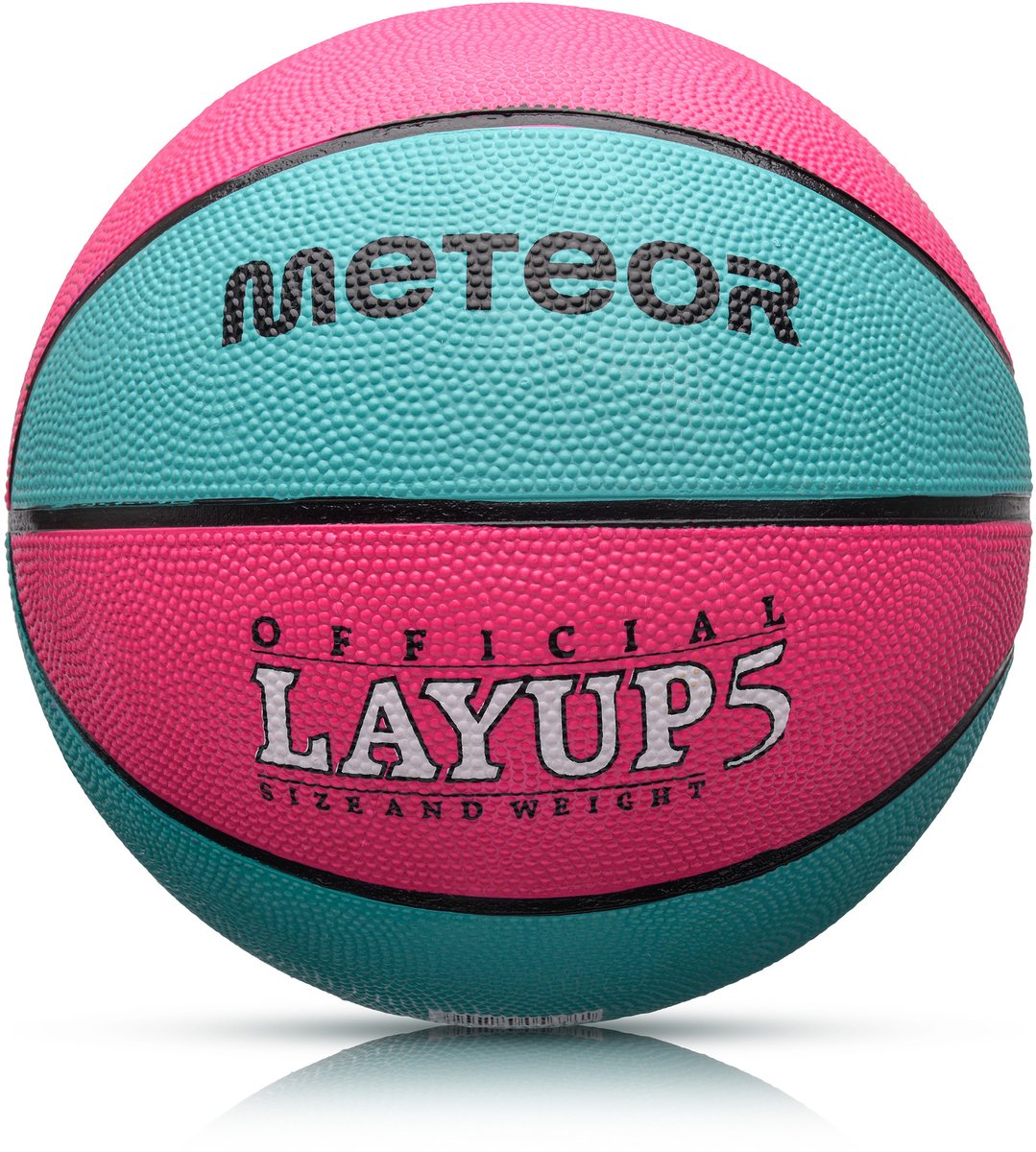 Meteor Layup 5 - Basketbal - Roze/blauwe kleur, duurzame en universele rubberen oppervlakte