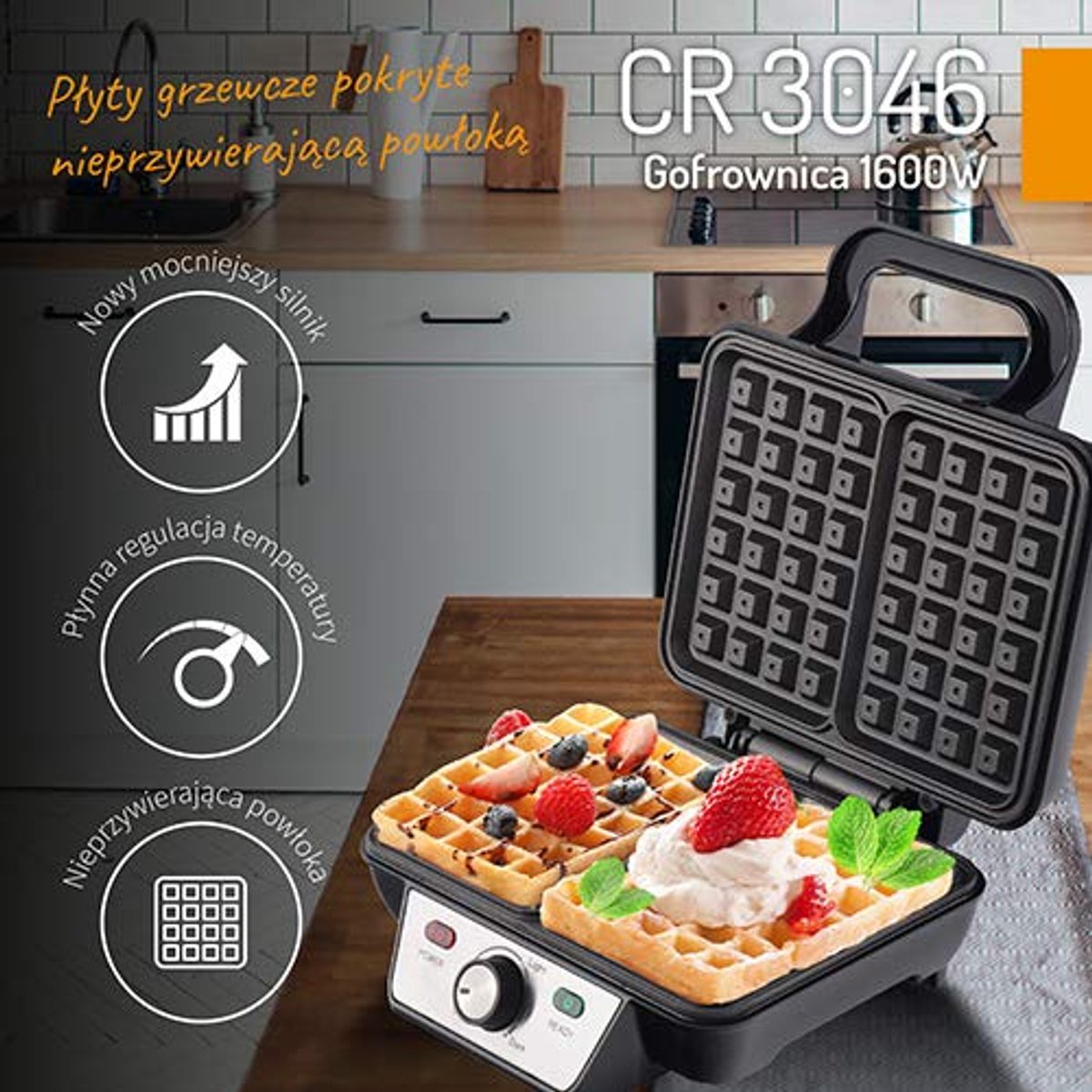 Wafelijzer 1600 W met Antiaanbaklaag - Perfect voor Knapperige Wafels