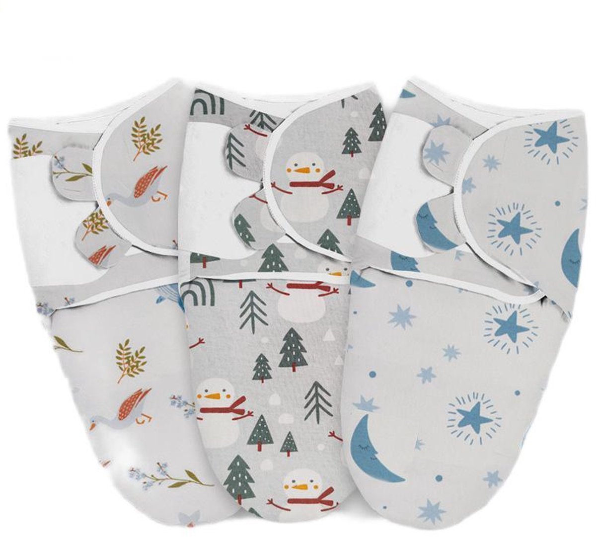 Image of 3-delige baby-inbakerdekenset - Inbakerdekens voor pasgeborenen - Voor jongens en meisjes - 0-3 maanden - Organic Essentials - Verstelbaar - Babyslaapzak-60*80cm-Donkergrijs