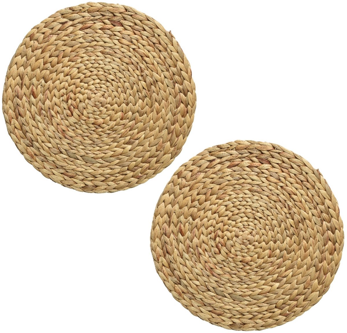 Decoris Placemat - 2x - naturel bruin - D35 cm - rotan gevlochten - rond - onderlegger - tafeldecoratie