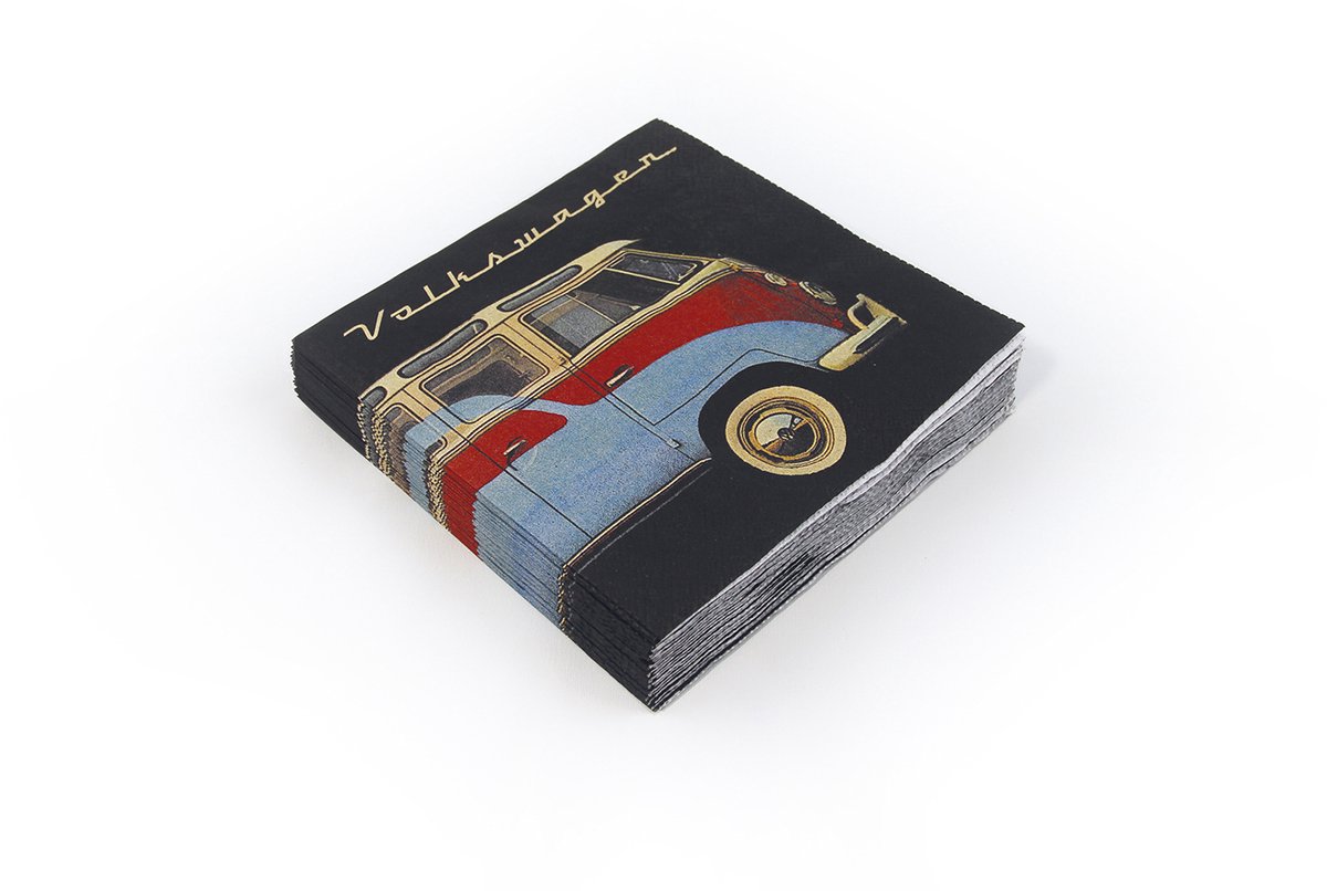 BRISA VW Collection - Stijlvolle & praktische Volkswagen VW T1 Bulli Bus- servetten met motief, keukengerei, keukendoeken (20 st. 16,5x16,5x3 cm 3-laags)