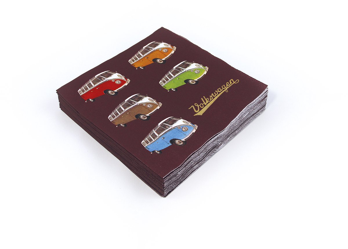 BRISA VW Collection - Stijlvolle & praktische Volkswagen VW T1 Bulli Bus- servetten met motief, keukengerei, keukendoeken (20 st. 16,5x16,5x3 cm 3-laags)