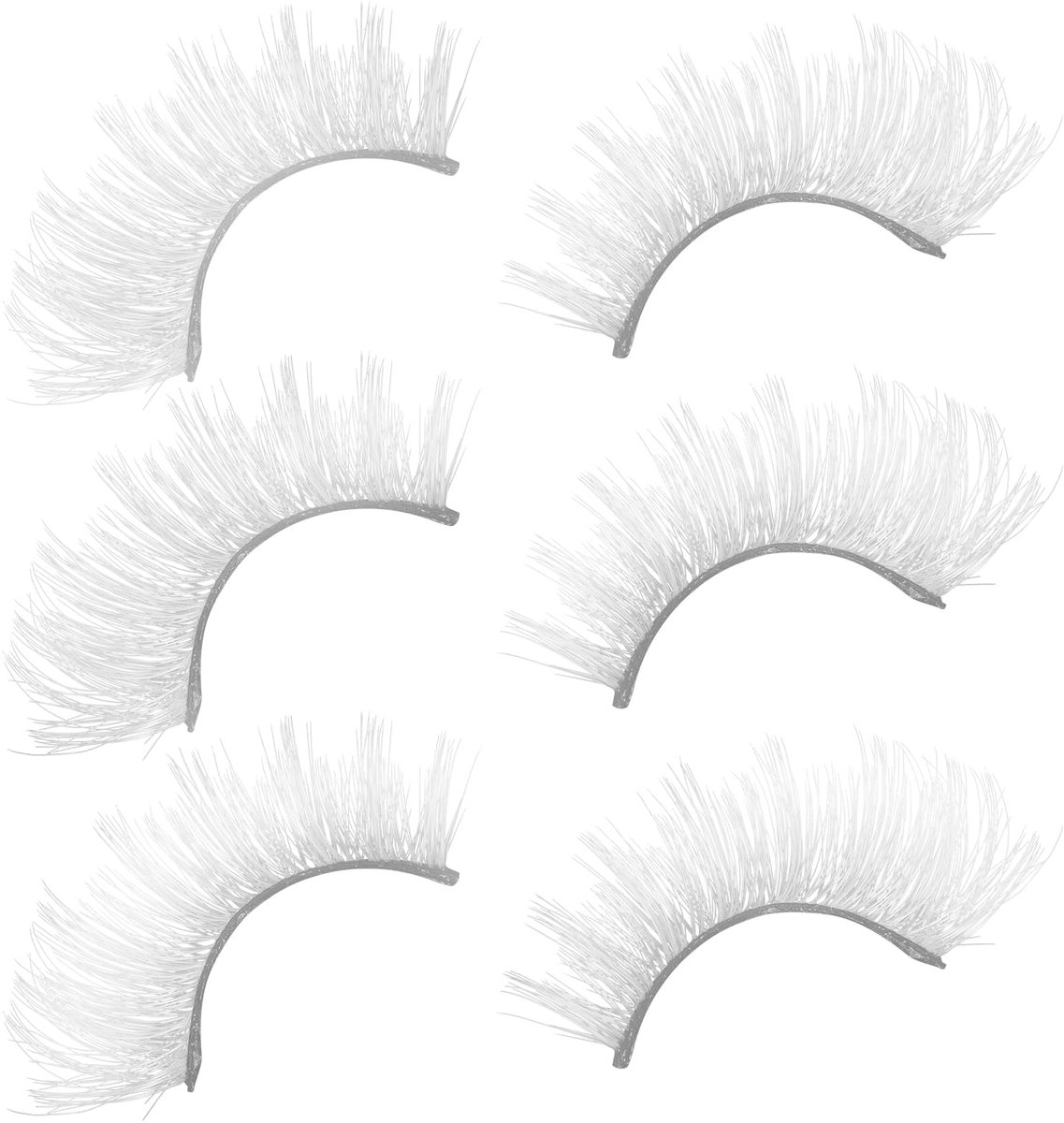 3 Pairs White False Eyelashes, Carnival Swimpers, Artificial Eyelashes, Eyelash Clusters, Manga Eyelashes, Makeup, Soft Eyelashes, Pointed Eyelashes, Realistic, White