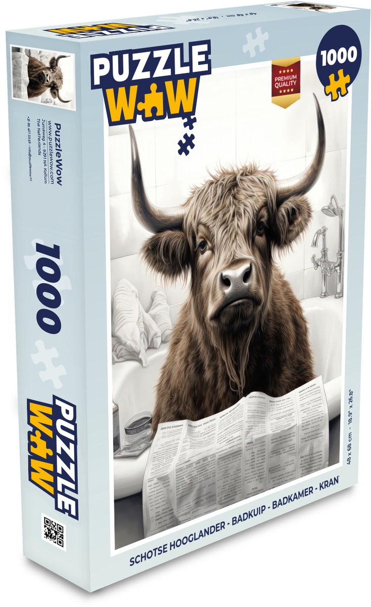 Schotse hooglander - Badkuip - Badkamer - Krant