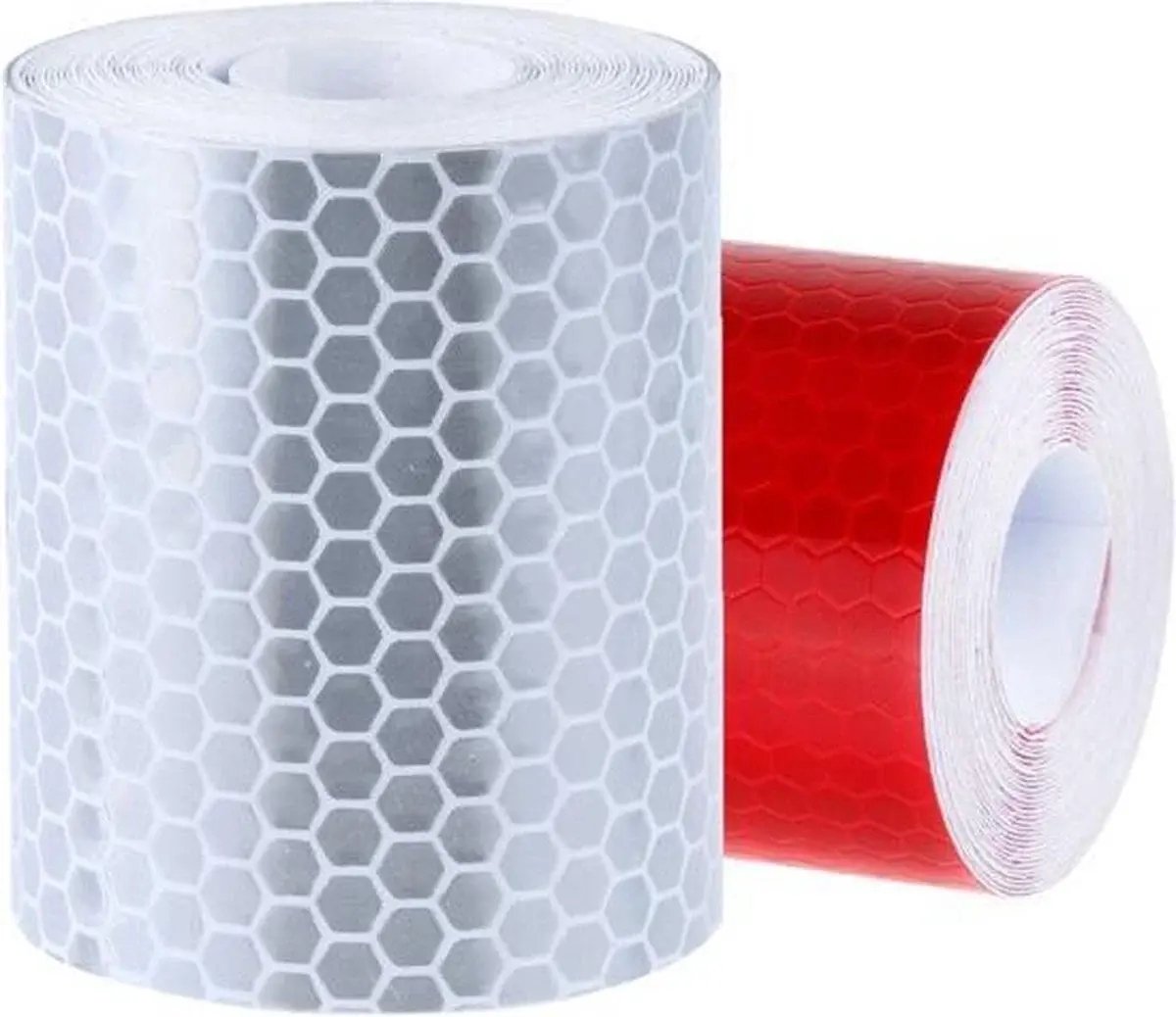 1 rol wit + 1 rol rode reflecterende tape 5 meter x 3 cm breed - fiets - aanhangwagen -paal