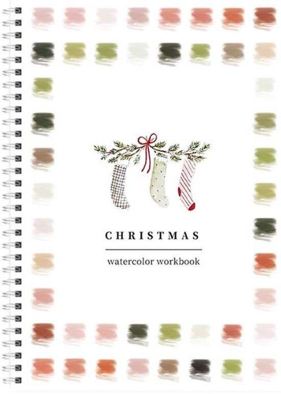 Aquarelwerkboek - Aquarelwerkboek voor beginners - Kunstnotitieboek met kerstthema - 16 x 23 x 0,8 cm - Aquarelkleurboek - Gebonden - Inclusief blanco vel - Voor schetsoefeningen (alleen notitieboek) - Kerstcadeau