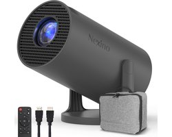 Nexino® Smart Mini Beamer Pro 2025 - Projector met Netflix, YouTube & Disney+ - 4K-ondersteuning - Home Cinema - Android 14.0 - Wifi & Bluetooth - Incl. Opbergtas