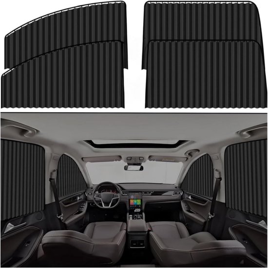 Zonneschermen voor Auto - Magnetisch Autogordijn voor Kinderen - Universele Zonneklep voor Zijruiten - Autoraamgordijnen Zonwering - Auto Zonneschaduwen om UV-stralen te Blokkeren en voor Privacy - 4 Stuks