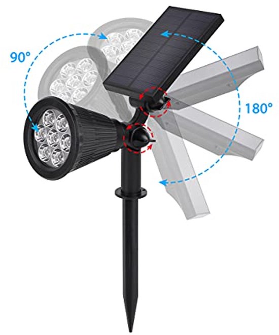 SALCAR Lampen op Zonne-energie voor Buiten Met Bewegingsmelder - Superheldere IP44-Waterdichte Buitenlamp, Wandlamp voor Tuin, 800 Lumen, 2 Stuks