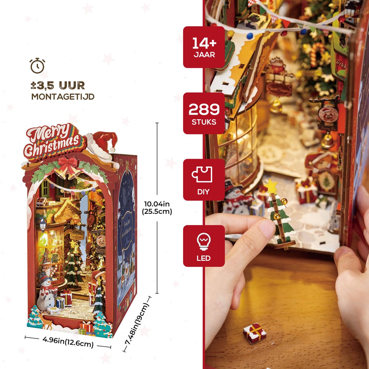 Robotime Book Nook Christmas Street | Book Nook | TGC06 | Knutselen | Bouwpakket | Hobby | Kerst | Creatief | Miniatuur — afbeelding 8