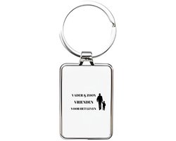 Hacebo® - vader en zoon vrienden voor het leven sleutelhanger rechthoekig - vader/zoon - sleutelhangers - vader cadeautjes - vaderdag - verjaardag - geschenk - kado - vader artikelen - rechthoekige sleutelhanger - 3 x 7.8 CM