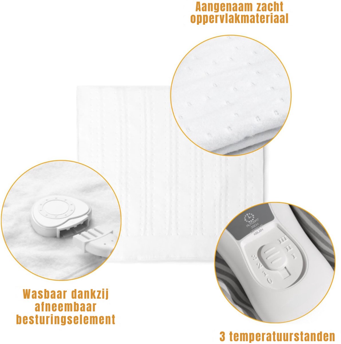 SCH® Elektrische Onderdeken 1 Persoon Wit 150x90 cm - afbeelding 3