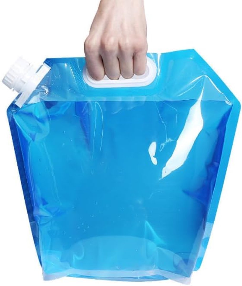 Opvouwbare waterjerrycan - Opvouwbare waterzak - Opvouwbaar Waterreservoir voor nood - Outdoor life - Noodpakket - Waterzak voor buiten kamperen - Draagbare waterzak voor buiten kamperen - 5L Blauw