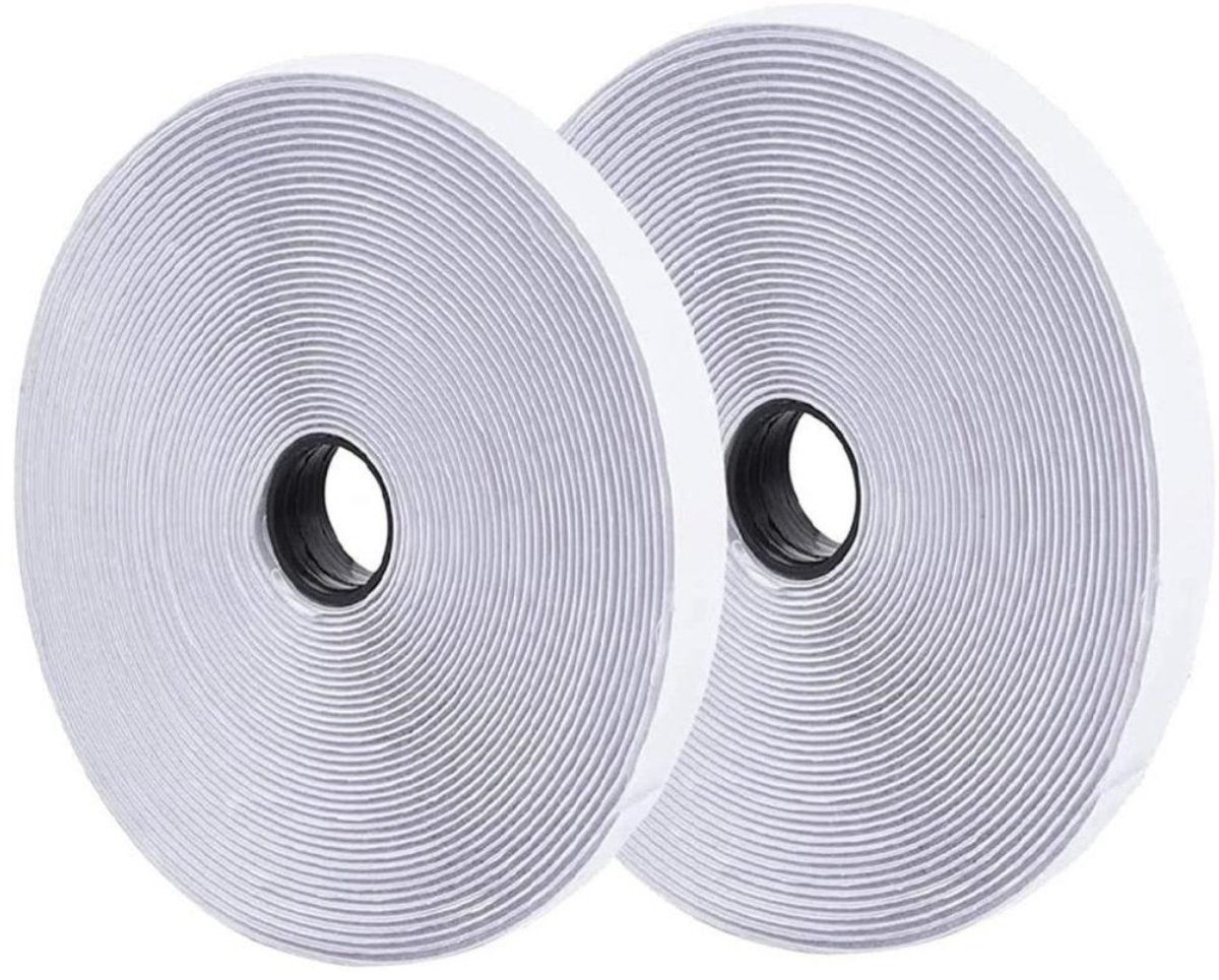 EXCITAT Klittenband zelfklevende tape - extra sterke dubbelzijdige kleefstof - met klittenbandsluiting - 20 mm brede zelfklevende padlus en haakband - wit - 8 meter