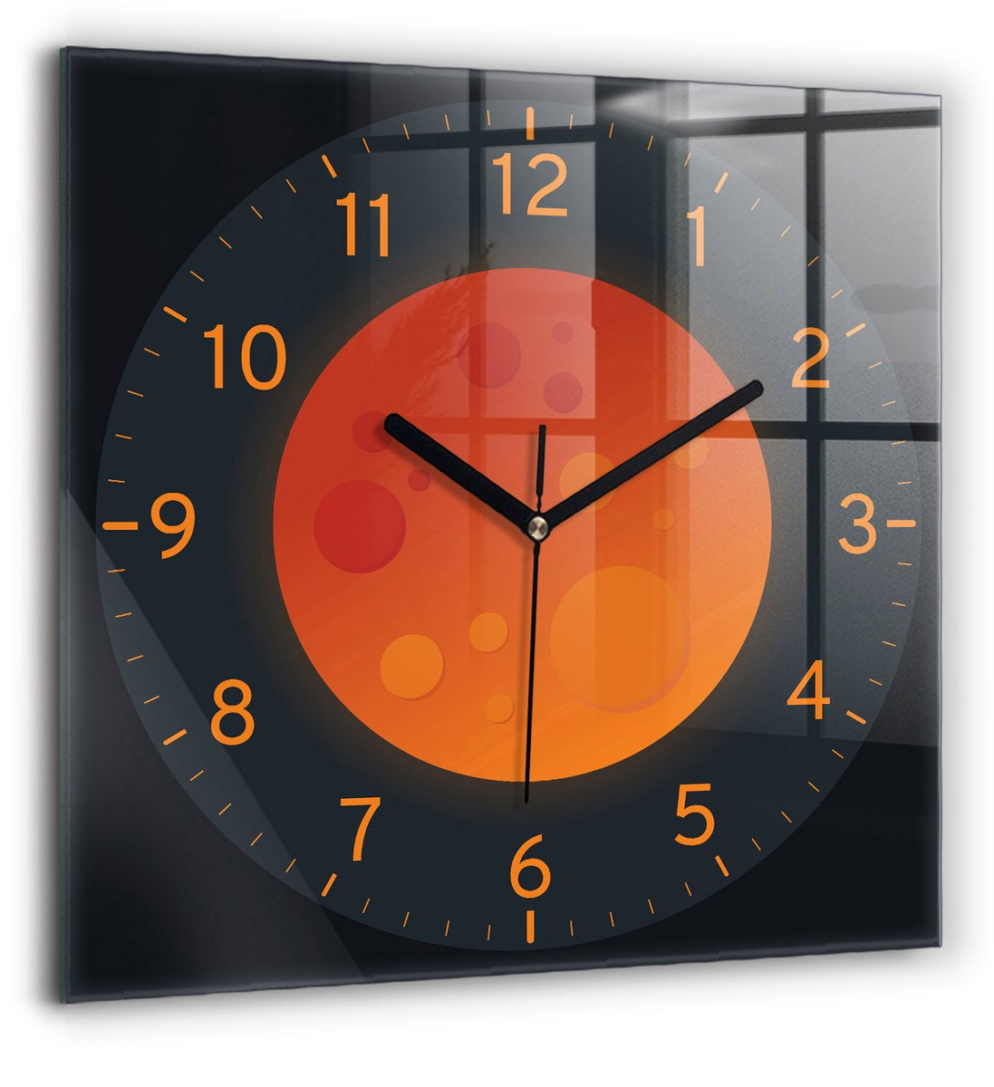 Wallfluent Wandklok - Volle maan Klok als Muurdecoratie - 60 cm x 60 cm - Zwart Wandklok - Zwarte Handen - Klok zonder getallen - Wandklok voor in de Keuken - Unieke Wandklok - Minimalistische Klok - Stijlvolle Klok