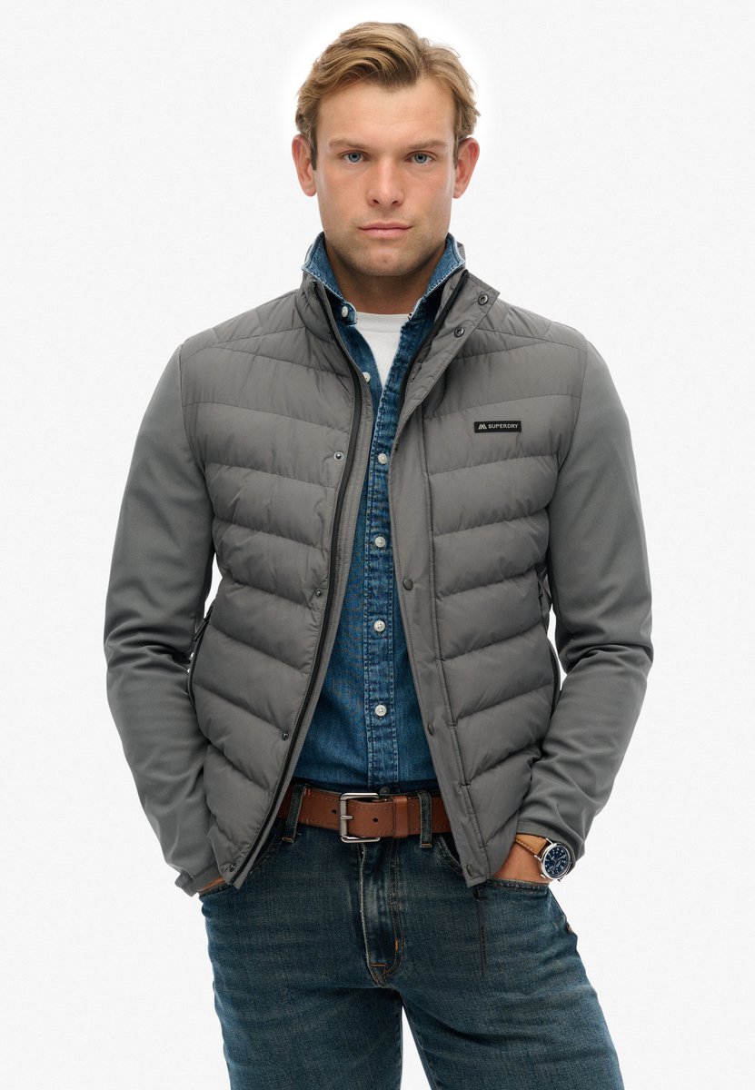 Superdry Storm Popper Softshell Jas Heren Gewatteerde jassen Dark Dull Charcoal