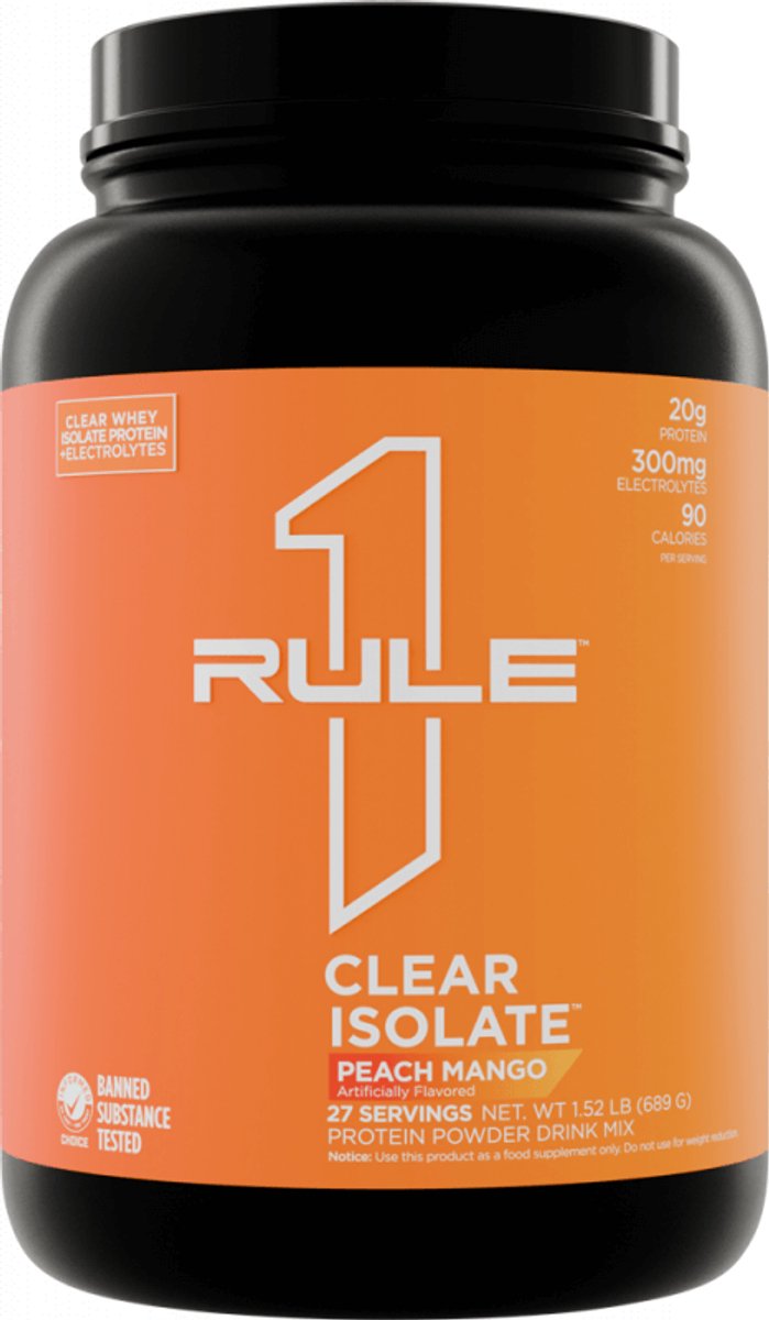 Rule1 R1 Clear Isolate (689g) Peach Mango - Eiwitten - Helder eiwit