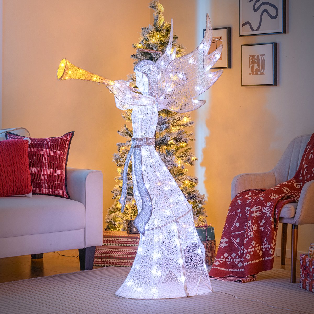 Luca Lighting kerstfiguur keramiek engel led 9.5x6.5x14.5cm wit kopen Luca Lighting kerstfiguur keramiek engel led 9.5x6.5x14.5cm wit kopen