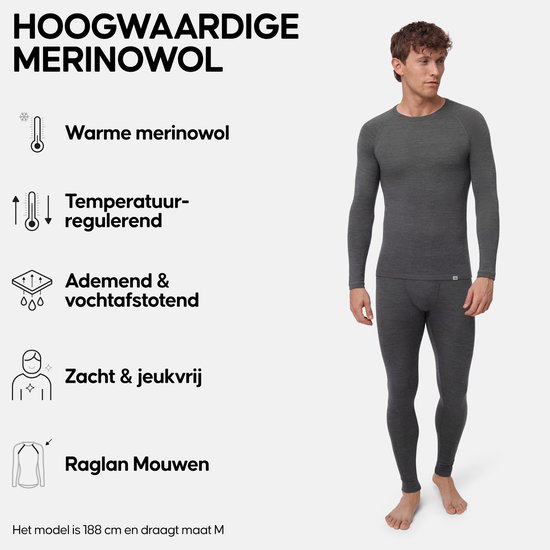 DANISH ENDURANCE Thermoset voor Heren - van Merino Wol - Ademend - Donkergrijs - Maat L — afbeelding 3