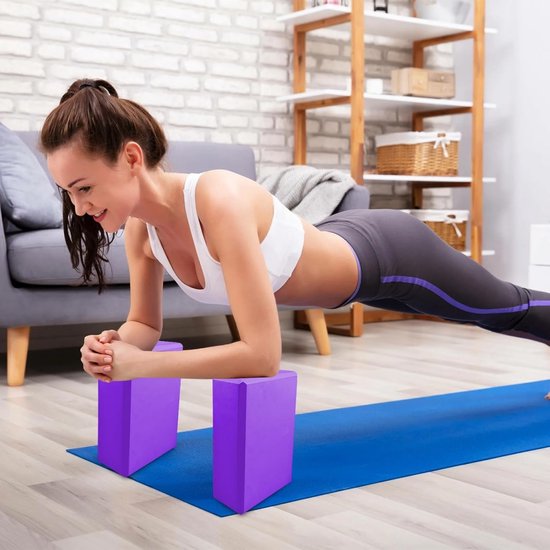 EXCITAT 2 stuks - Yogablokken - Antislip - Foam Yogablokken - Geschikt voor Yoga, Fitness, Pilates, Dans - Paars van EXCITAT — afbeelding 4