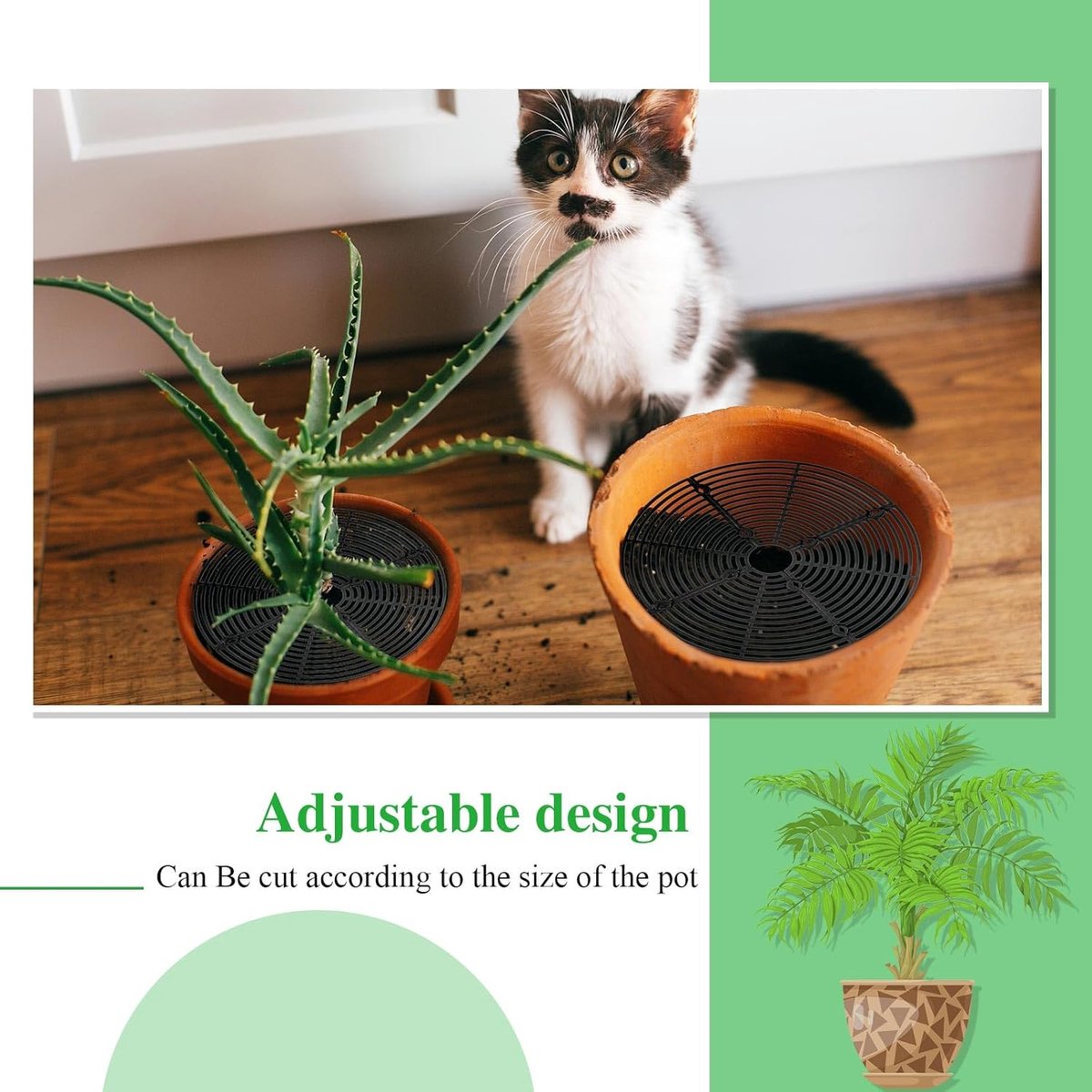 Bloempotroosters - Plantenbeschermingsrooster - Polypropyleen - Bloempotbescherming - Verstelbare - met Bouten - voor Beschermt Planten Tegen Katten, Kinderen en Vuil - 30 cm - Zwart — cadeau in Cadeau-ideeën - foto 6