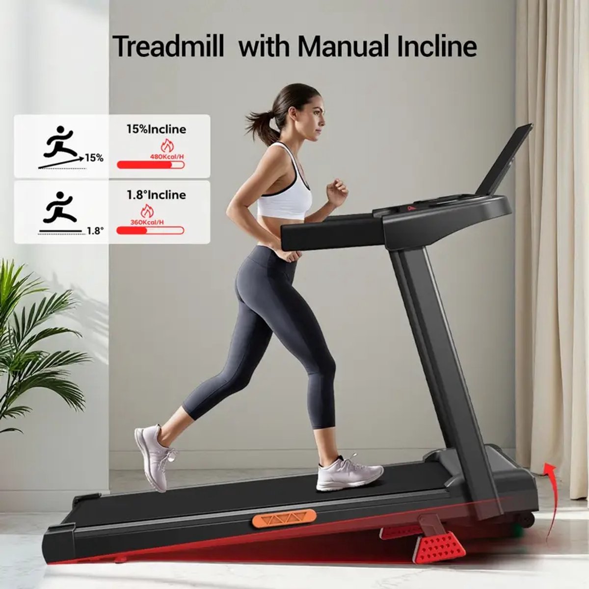 Afbeelding 3 van CITYSPORTS elektrische loopband-opvouwbare loopband voor thuis tot 12 km/u-met LED-display-APP en 360° tablethouder-compact loopkussen voor thuis en op kantoor