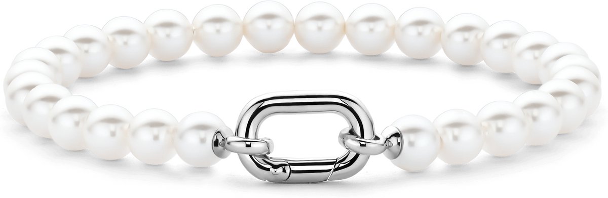 TI SENTO Dames Armband - 925 zilver - Wit parel - Maat S - 23037PW