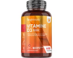 Vitamine D tabletten - 2000 IE (50 mcg) vitamine D3 - 400 mini-tabletten voor 1+ jaar voorraad - WeightWorld