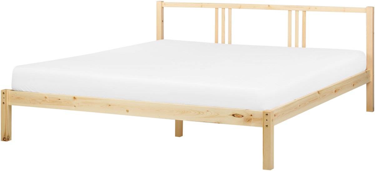 BELIANI VANNES - Bed - Lichtbruin - 180 x 200 cm - Dennenhout