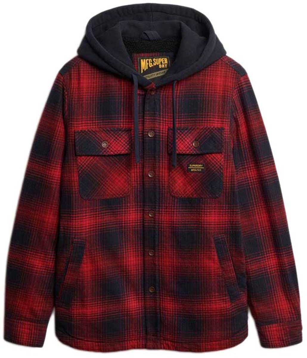 Superdry Surplus geruit overhemd met capuchon Heren Lange mouwen shirts Rood
