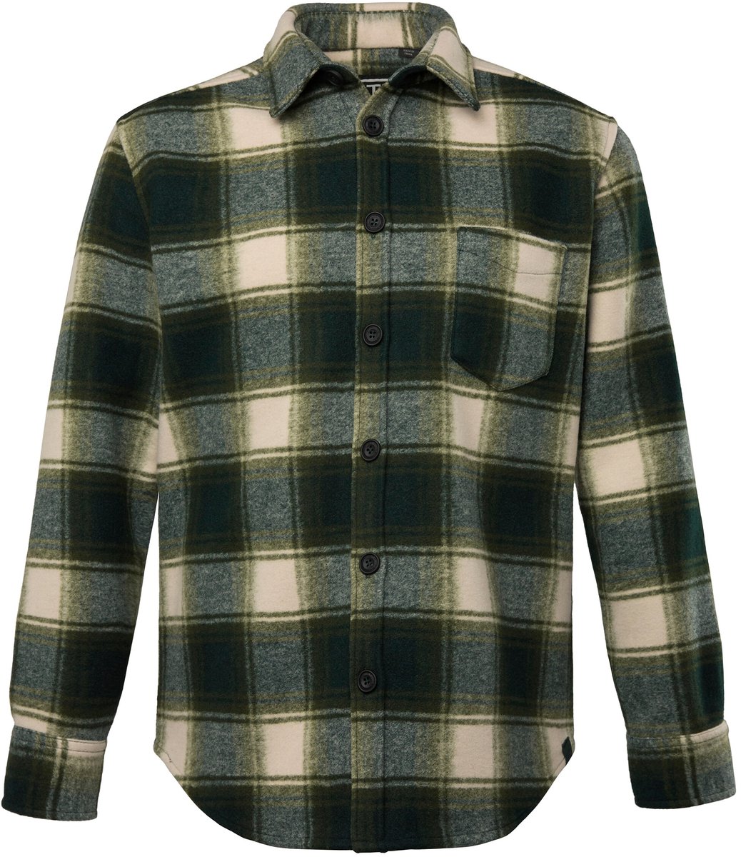 STHUGE - Heren - Geruit overhemd lange mouwen wollen look kentkraag Modern Fit - Middernacht groen - Maat XXL